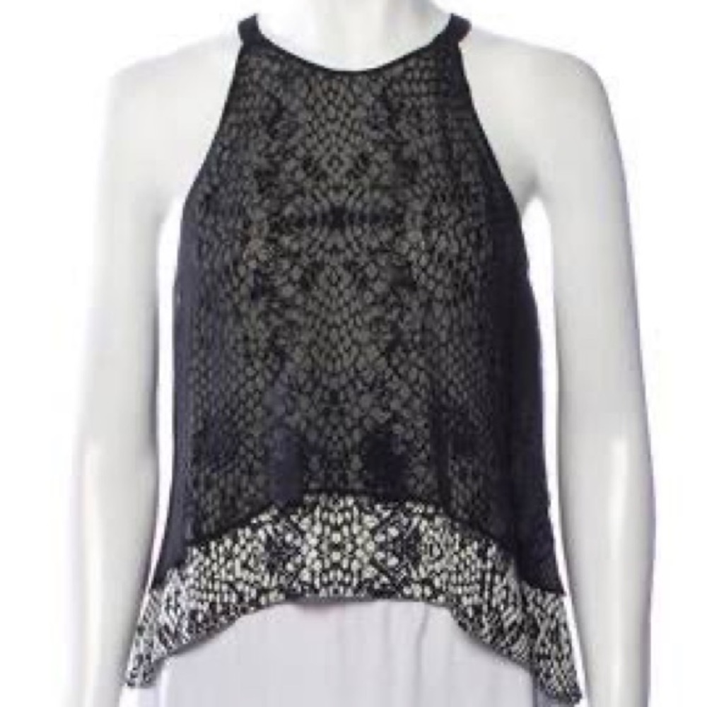 parker silk snakeskin sleeveless blouse